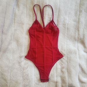 💄 Red Mesh Bodysuit
